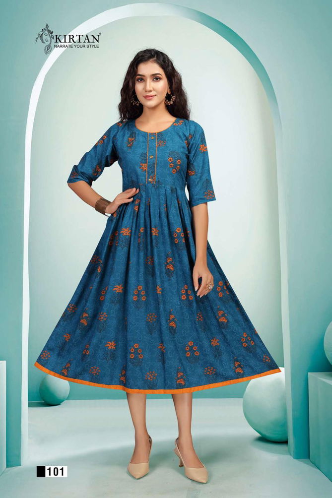 Kirtan Nitya Latest Designer Ethnic Wear Rayon Anarkali Kurti Collection